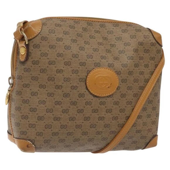 GUCCI Micro GG Supreme Shoulder Bag PVC Brown Gold - Picture 1 of 16